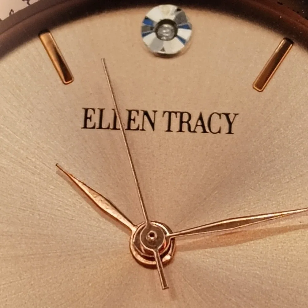 2017 Ellen Tracy NY Genuine Diamond Rose‎ Gold 32mm Women's Quartz Luxury Watch